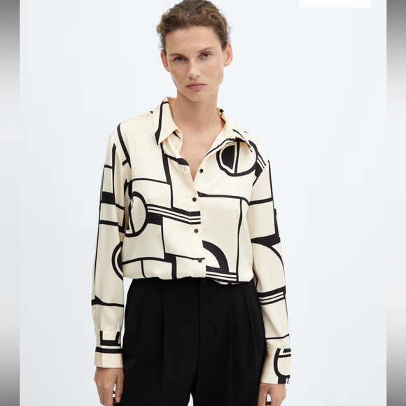 Mango Geometric Print Blouse Size XS - Picture 1 of 5